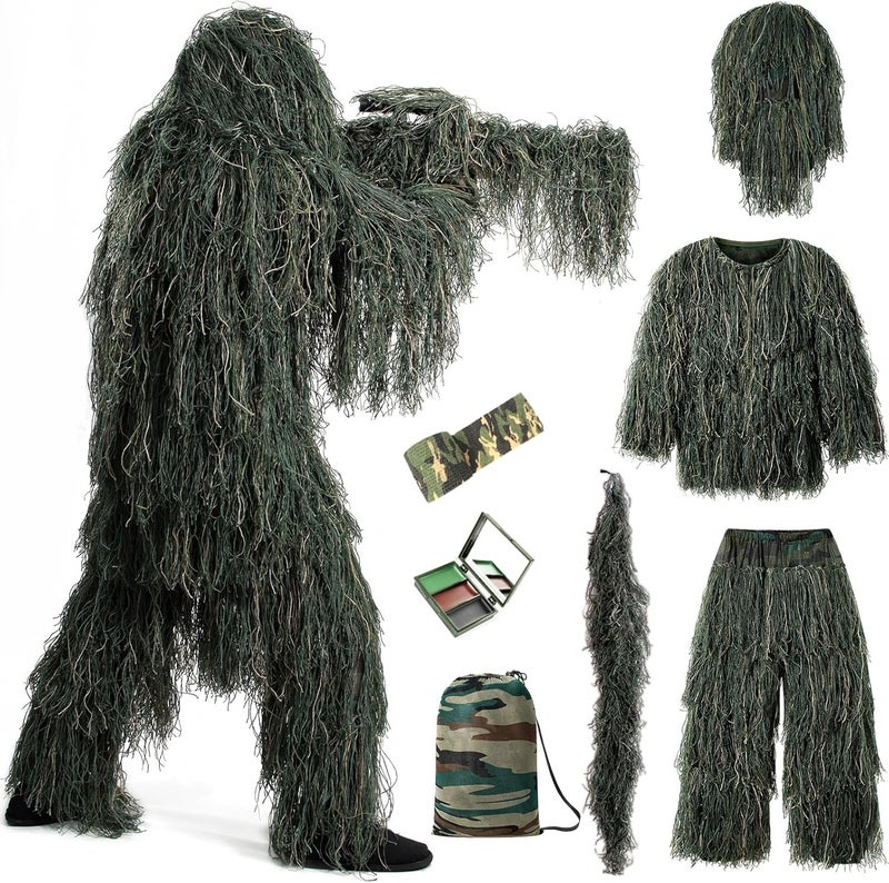 Bosvin 3D Camouflage Ghillie Suit Hunting Gear for Adults/Youth & Kids - Perfect for Outdoor Hunting Halloween Costumes - Image 1